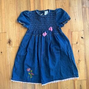 Youngland Denim Kids Dress‎ with Pink Floral Accents size 6X